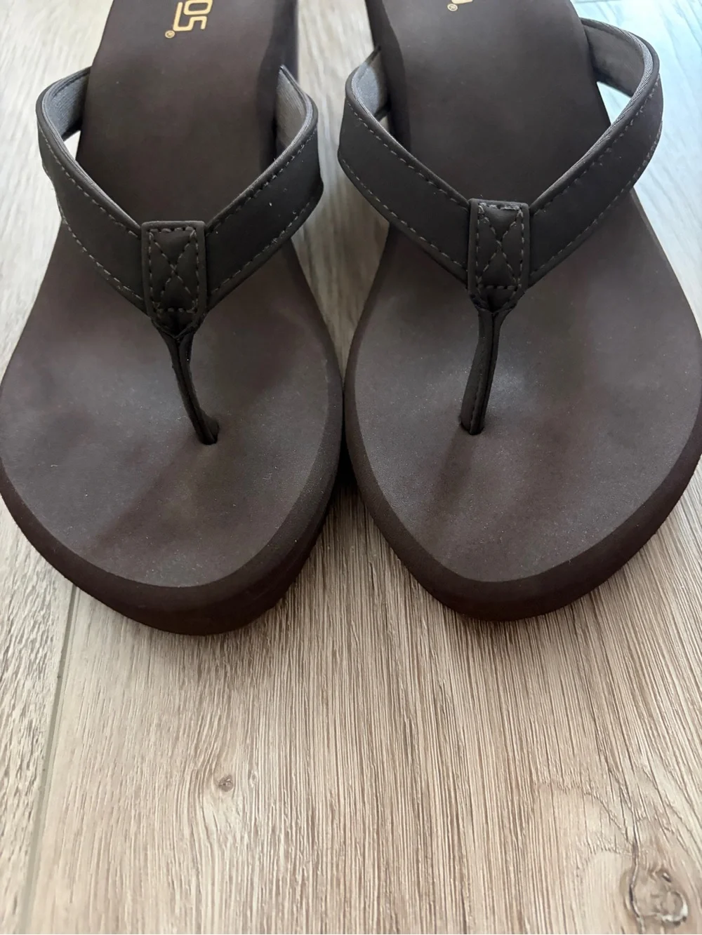 Flojos Olivia Dark Brown Wedge Thong Sandals